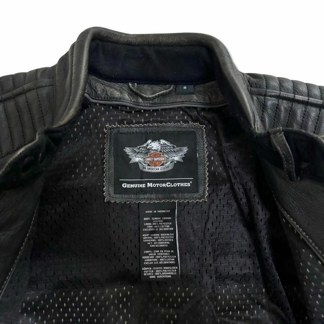 Harley Davidson(ハーレーダビッドソン)のハーレーダビッドソン レザー ライダース 革ジャン ブラック 黒 バイク メンズ メンズのジャケット/アウター(ライダースジャケット)の商品写真