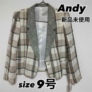 【新品タグ付】Andy レディース ベージュ チェック アウター ジャケット(テーラードジャケット)