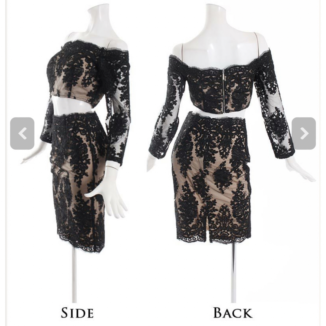 dazzy store(デイジーストア)のリューユ 花柄刺繍シアー膝丈キャバクラドレス  レディースのフォーマル/ドレス(ミディアムドレス)の商品写真