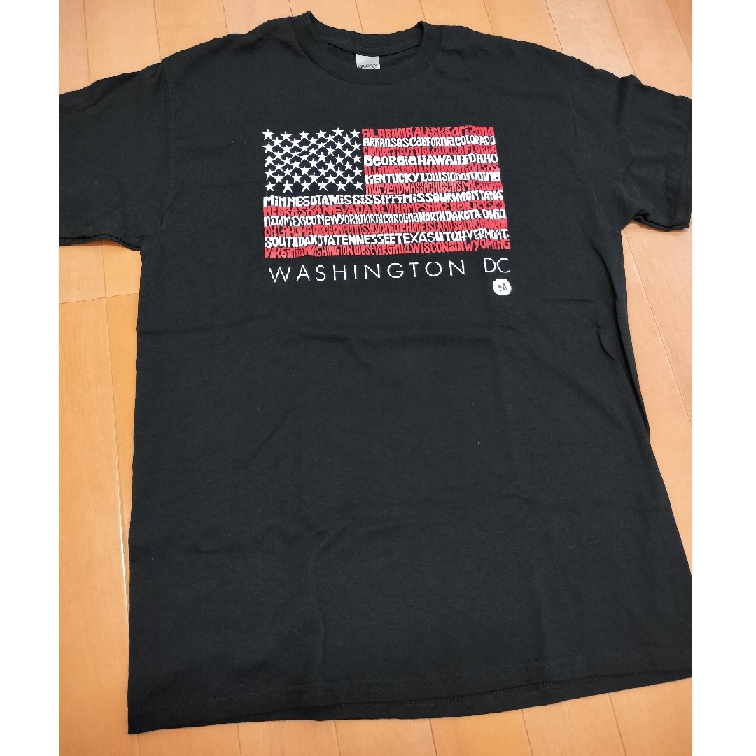 ビンテージ  GILDAN  Mサイズ　アメリカ国旗 州 ワードアートTシャツ メンズのトップス(Tシャツ/カットソー(半袖/袖なし))の商品写真