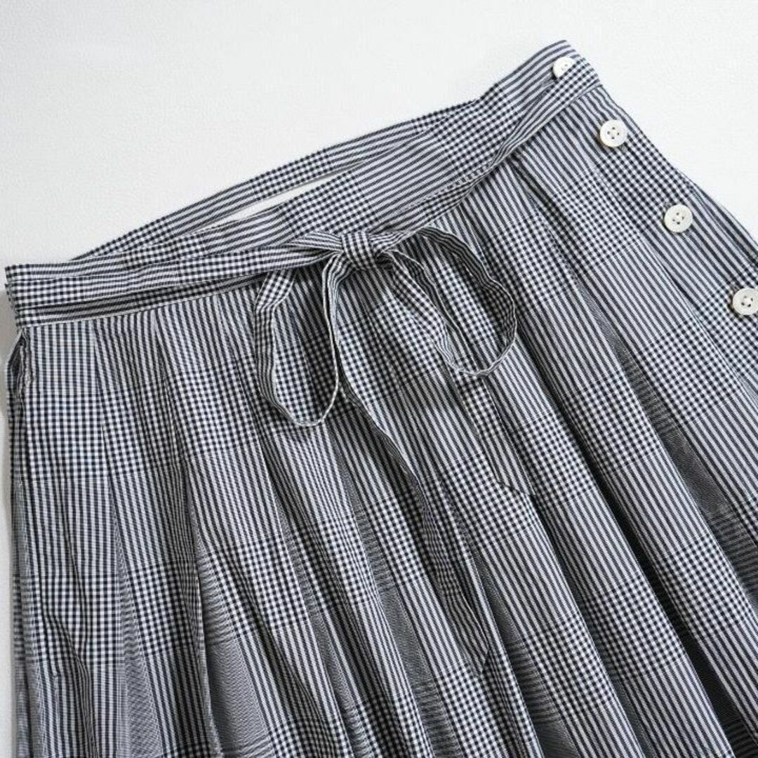 MARGARET HOWELL(マーガレットハウエル)の645*マーガレットハウエル ギンガムチェックコットンプリーツスカート レディースのスカート(ひざ丈スカート)の商品写真