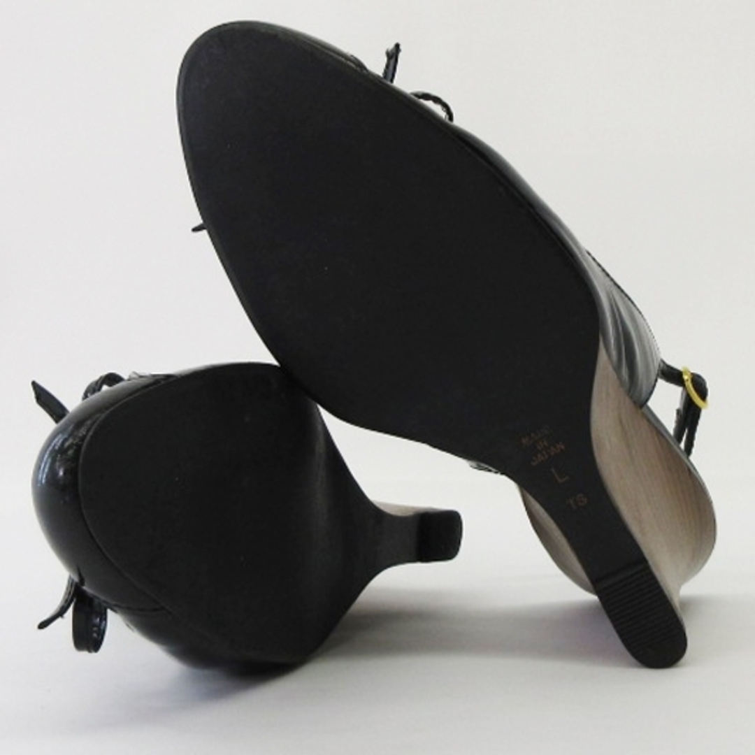 DIANA(ダイアナ)のダイアナ サンダル ウエッジソール ストラップ エナメル リボン 黒 L レディースの靴/シューズ(サンダル)の商品写真