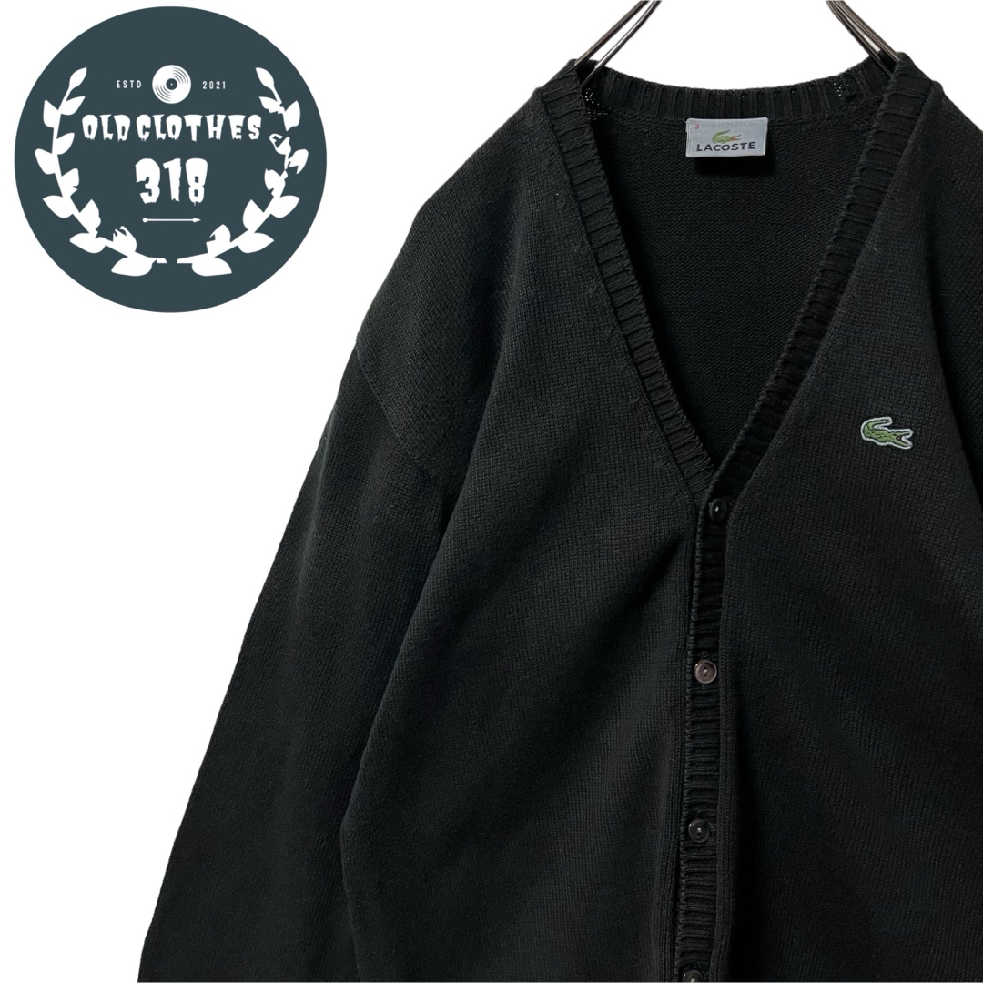 LACOSTE(ラコステ)の【LACOSTE】ラコステ ニットカーディガン ブラック ワンポイントロゴ メンズのトップス(カーディガン)の商品写真