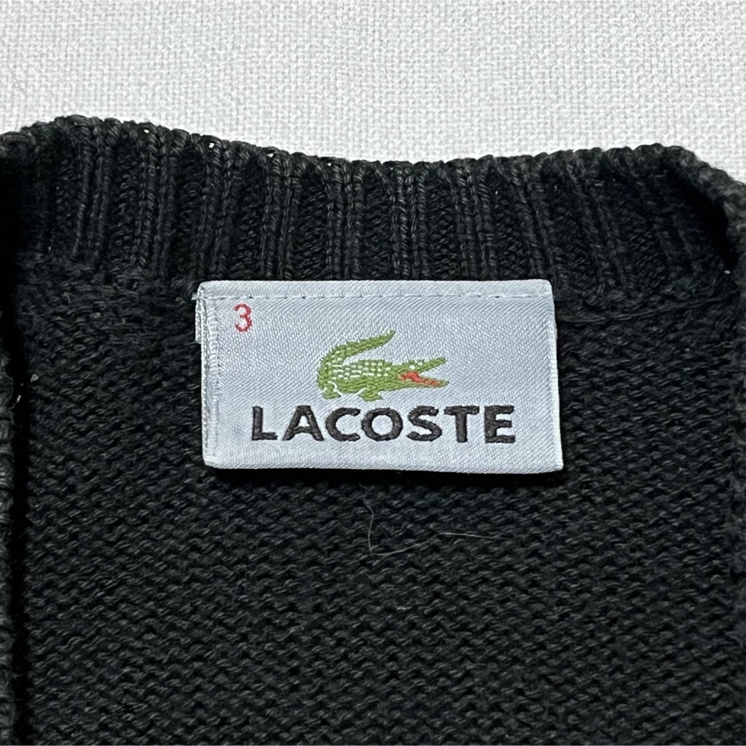 LACOSTE(ラコステ)の【LACOSTE】ラコステ ニットカーディガン ブラック ワンポイントロゴ メンズのトップス(カーディガン)の商品写真