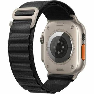 Apple Watch Ultra 49mm バンド ナイロンメッシュ　黒(レザーベルト)