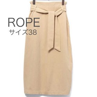 ロペ(ROPE’)のROPE ベルト付きストレートマキシスカート　ベージュ　38(ロングスカート)