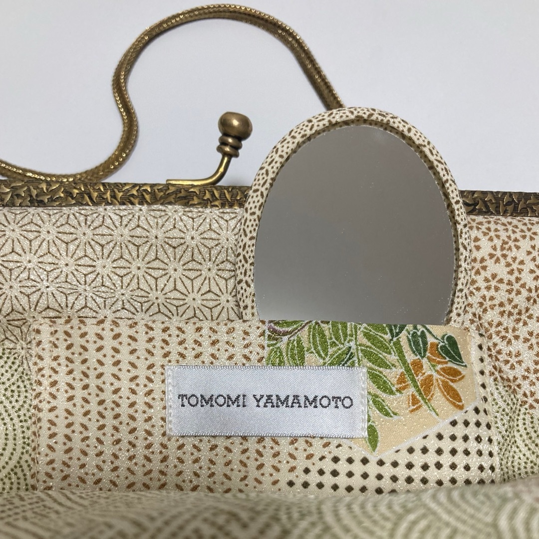 ART VINTAGE(アートヴィンテージ)のTOMOMI YAMAMOTO KIMONO BAG 着物バッグ がま口 扇子 レディースのバッグ(ショルダーバッグ)の商品写真