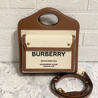 バーバリー(BURBERRY)のバーバリー BURBERRY ツートン キャンバス&レザー ミニ ポケットバッグ(ハンドバッグ)