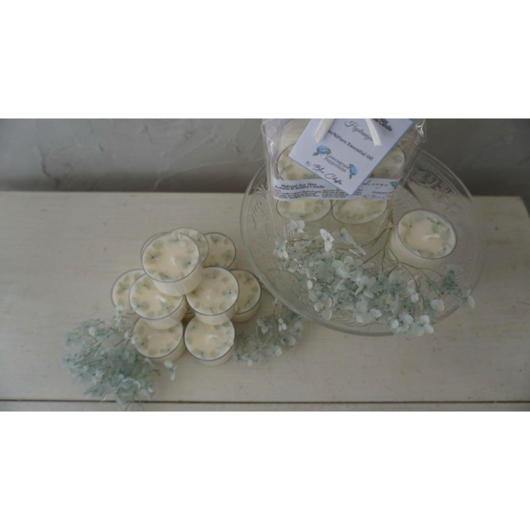 紫陽花ティーライトキャンドル ハンドメイドのインテリア/家具(アロマ/キャンドル)の商品写真