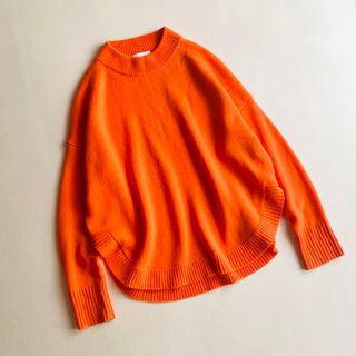 ユナイテッドアローズ(UNITED ARROWS)のUNITED ARROWS カシミヤ混 ラウンドヘムクルーネックニット オレンジ(ニット/セーター)