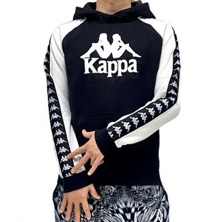 カッパ(Kappa)の中古 Kappa 222BANDA 袖ライン フード取り外し 白黒 ロゴパーカー(パーカー)