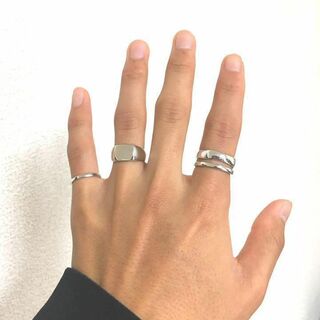 silver925 オープンリング セット メンズ　レディース　指輪　調整可能(リング(指輪))