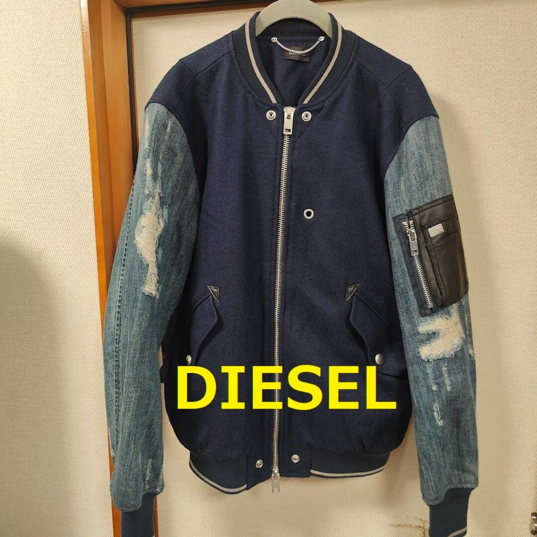 DIESEL(ディーゼル)のDIESEL デニム 袖切り替え スタジャン Mサイズ MA-1 ディーゼル メンズのジャケット/アウター(スタジャン)の商品写真