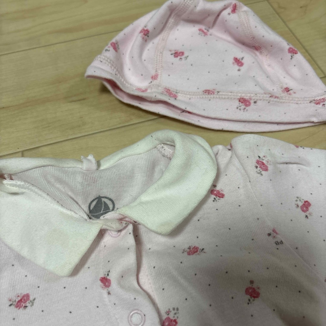 PETIT BATEAU(プチバトー)のプチバトー☆ロンパース＆帽子セット キッズ/ベビー/マタニティのベビー服(~85cm)(ロンパース)の商品写真