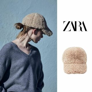 ザラ(ZARA)のZARA フェイクボア キャップ ベージュ(キャップ)