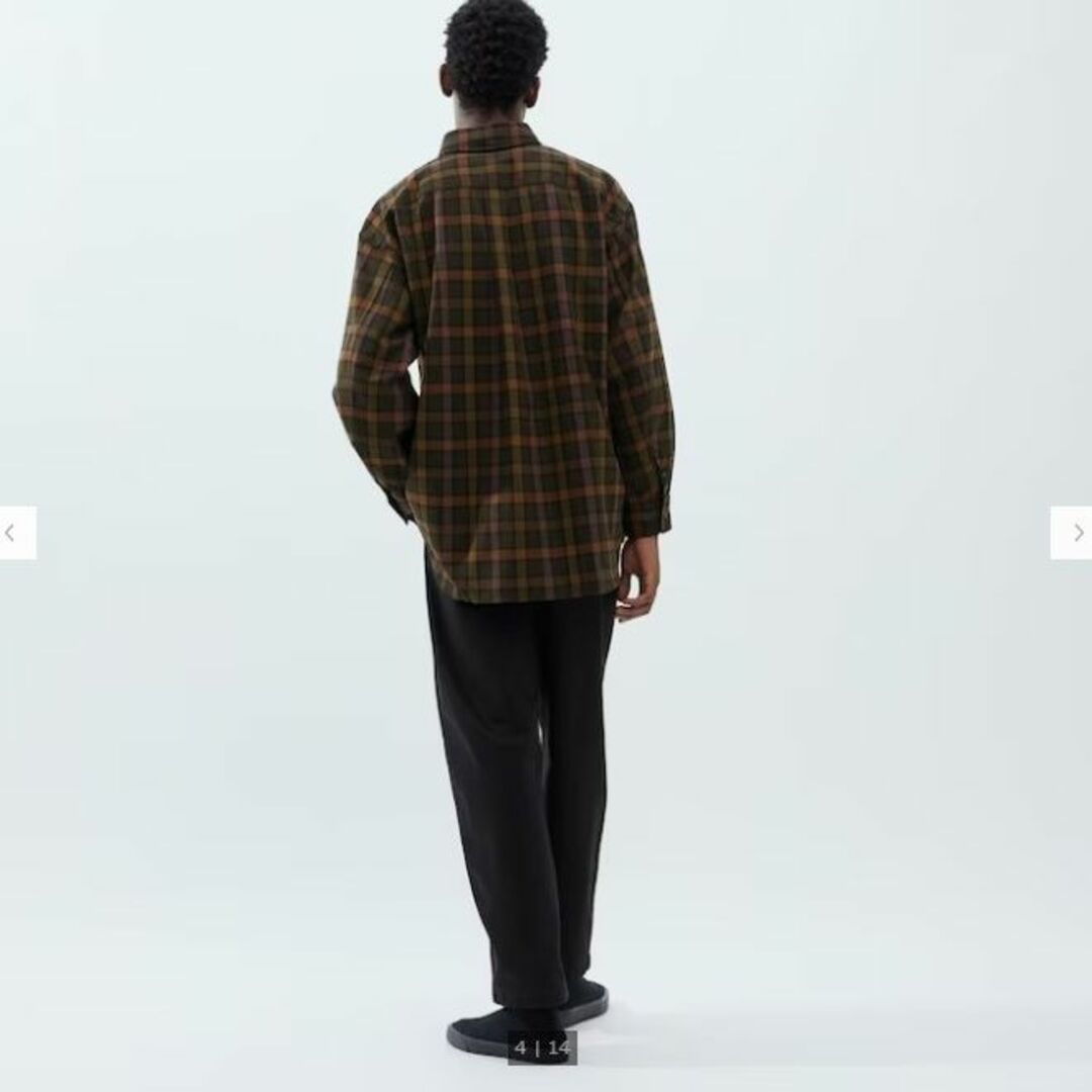 UNIQLO(ユニクロ)のUNIQLO U ツイルオーバーサイズチェックシャツ ダークブラウン Lサイズ メンズのトップス(シャツ)の商品写真