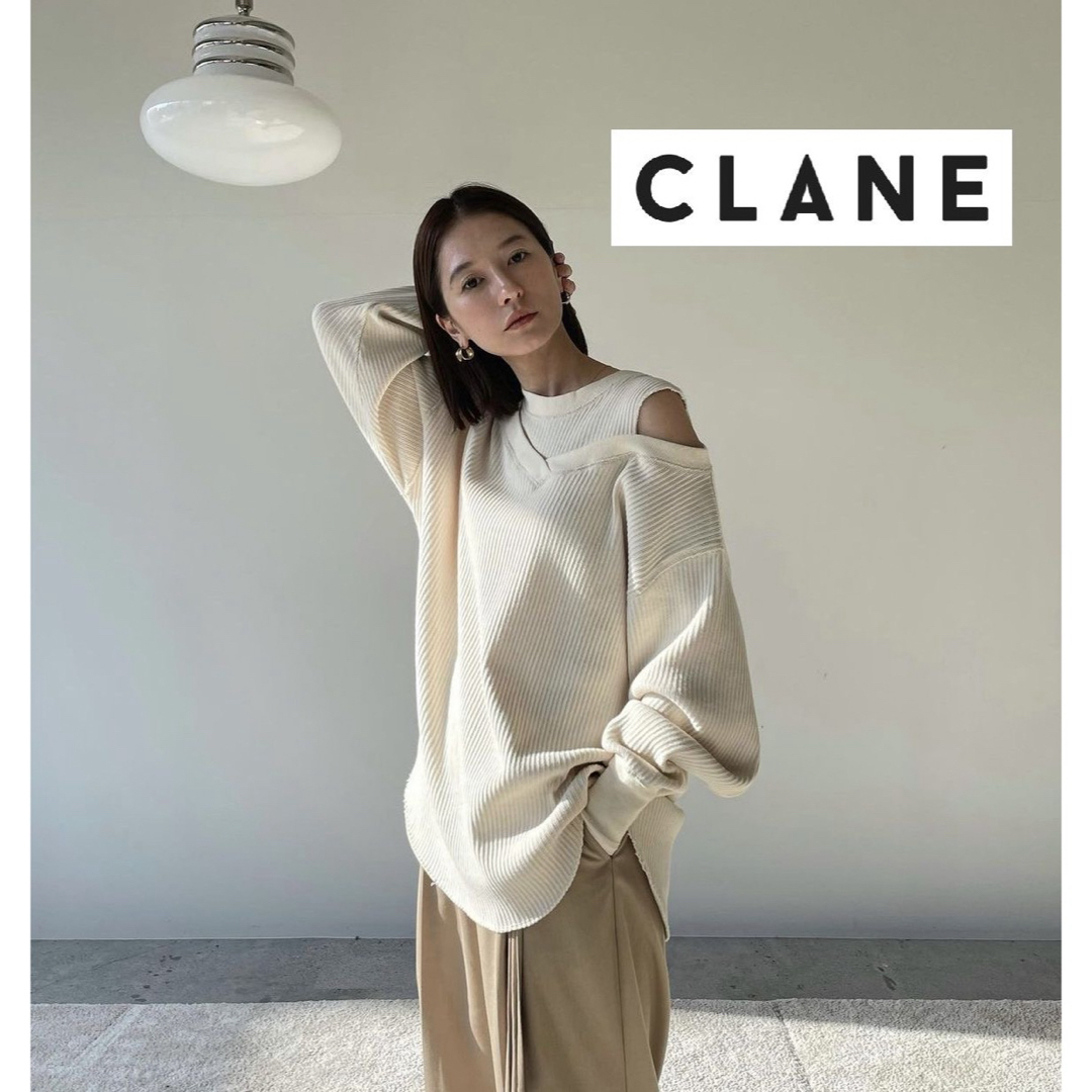 Ameri VINTAGE(アメリヴィンテージ)の最終値下げ【CLANE】ASYMMETRY SHOULDER POINT TOP レディースのトップス(カットソー(長袖/七分))の商品写真