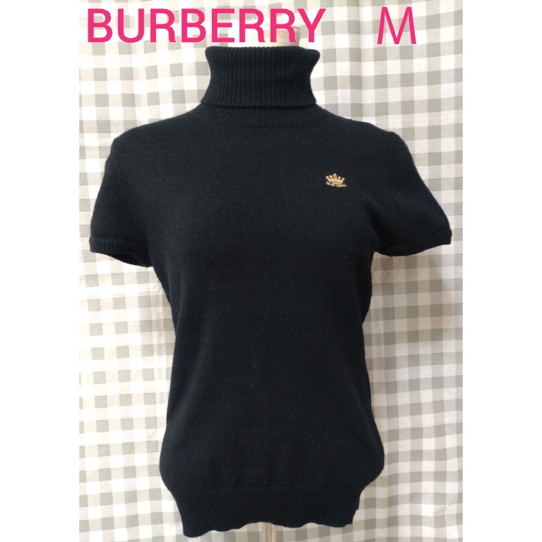 BURBERRY BLUE LABEL(バーバリーブルーレーベル)の☺セール☺ バーバリー 半袖タートルネックニット 黒 ウール96% 38 レディースのトップス(ニット/セーター)の商品写真