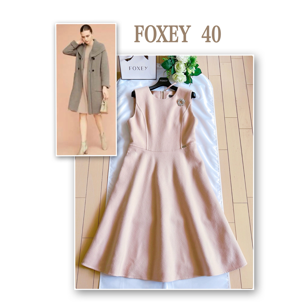 ひざ丈ワンピースFOXEY  20万円フローレンスカシミヤ90%ワンピース40極美品Rene