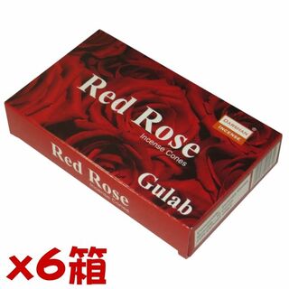 【589】DARSHAN レッド ローズ　コーン 6箱セット　1箱からOK!!(お香/香炉)