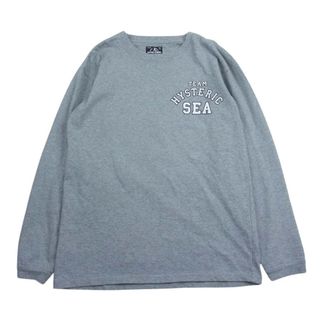 ヒステリックグラマー(HYSTERIC GLAMOUR)のHYSTERIC GLAMOUR ヒステリックグラマー WDS-HYS-3-07 × WIND AND SEA ウィンダンシー 3rd LS T SHIRT ロゴ プリント 長袖 Tシャツ グレー系 S【中古】(シャツ)