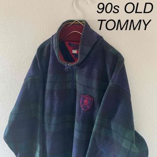 トミーヒルフィガー(TOMMY HILFIGER)の90sOLDTOMMYハーフジップフリースジャケットスウェットトレーナーグリーン(スウェット)