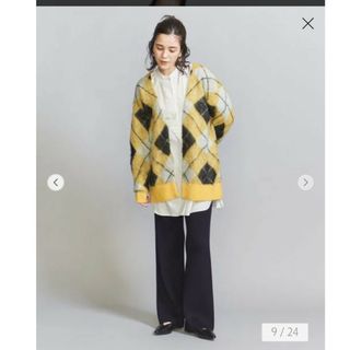 ビューティアンドユースユナイテッドアローズ(BEAUTY&YOUTH UNITED ARROWS)の美品！ビューティー＆ユース　アーガイルモヘアシャギーカーディガン(ニット/セーター)