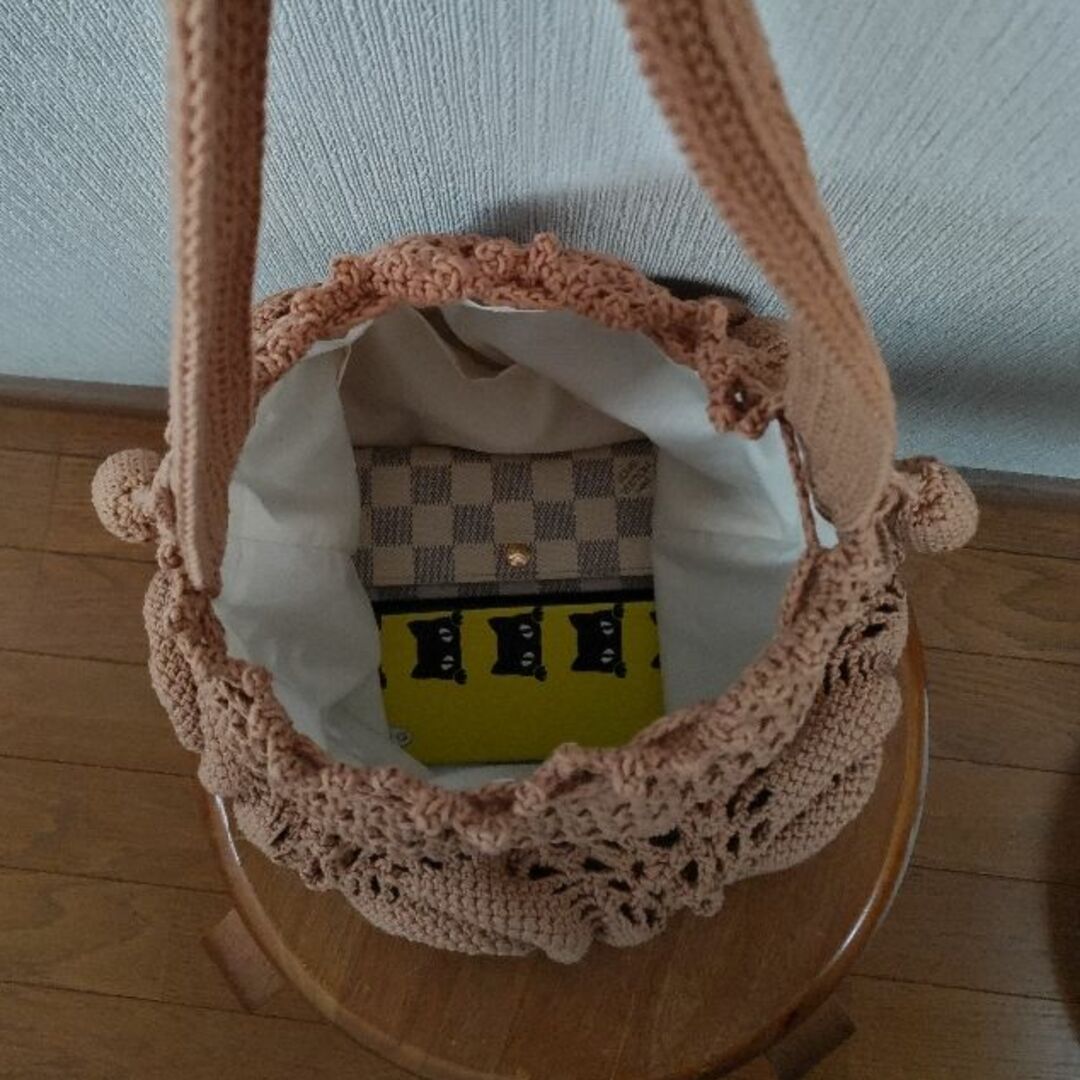 渦巻きモチーフの巾着バッグ(内布付き)＊ハンドメイド