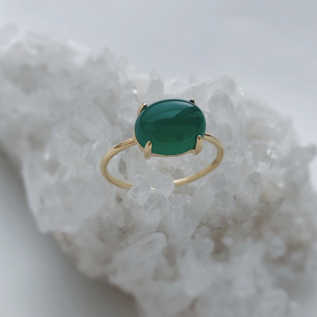 2点　グリーンオニキスリング　天然石　指輪　ゴールド 緑 ハンドメイドのアクセサリー(リング)の商品写真