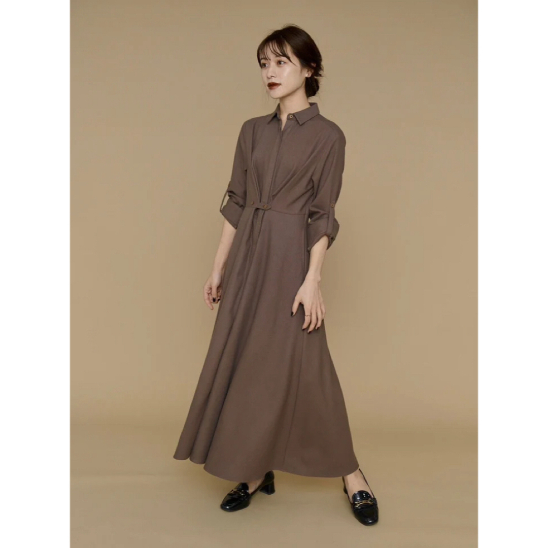 L´Or Waist tuck shirt dress khaki brown L´Or Waist tuck shirt dress khaki brown