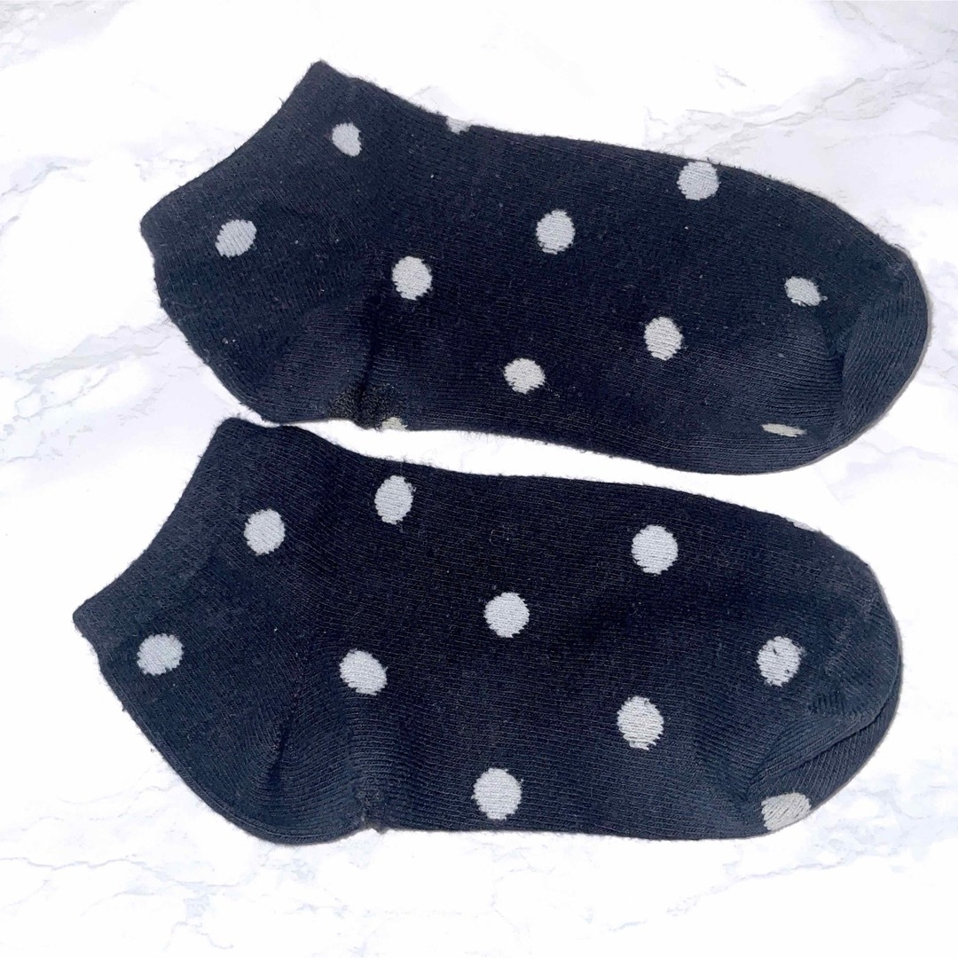 ドット靴下 ソックス レディース 水玉 ブラック 黒 レディースのレッグウェア(ソックス)の商品写真