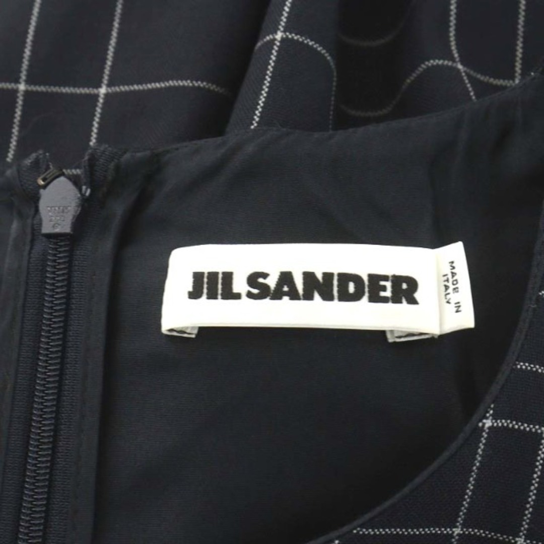 Jil Sander(ジルサンダー)のジルサンダー ワンピース ミモレ ロング ノースリーブ 38 XS 紺 レディースのワンピース(ロングワンピース/マキシワンピース)の商品写真