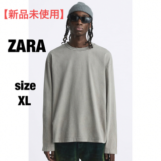 ザラ(ZARA)の新品未使用　ZARA ザラ　ユーズドロングスリーブ　グレー　XL(Tシャツ/カットソー(七分/長袖))
