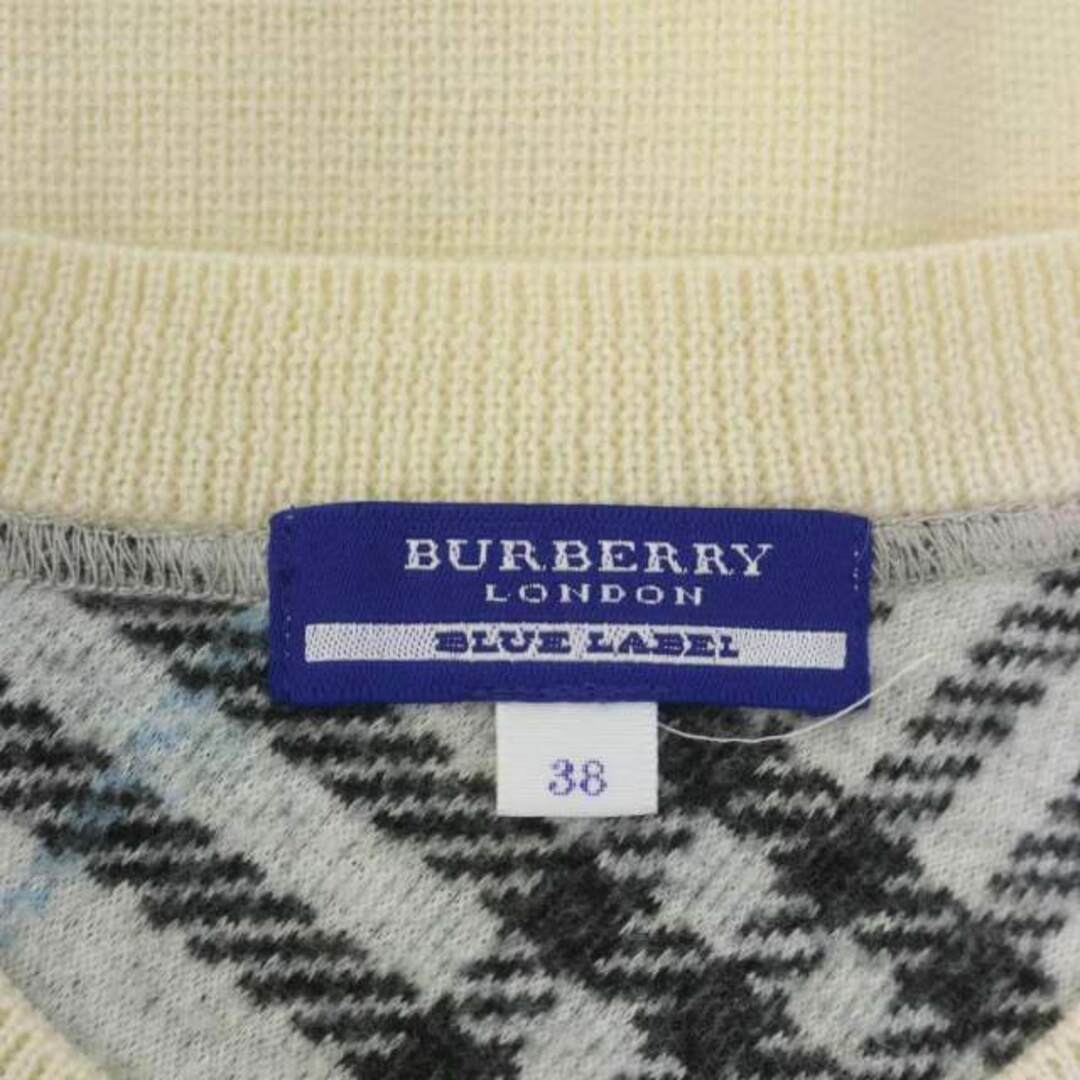 BURBERRY BLUE LABEL(バーバリーブルーレーベル)のバーバリーブルーレーベル ウールニットカーディガン 長袖 ロゴ刺繍 レディースのトップス(カーディガン)の商品写真