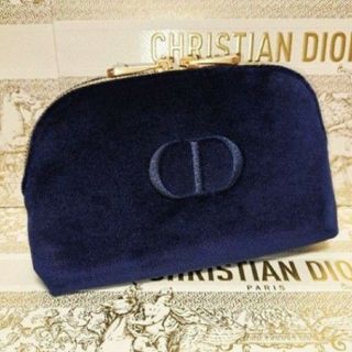 クリスチャンディオール(Christian Dior)の新品未使用◆DIOR　ディオール　2023ホリデー限定　ベルベットポーチ　ネイビ(ポーチ)