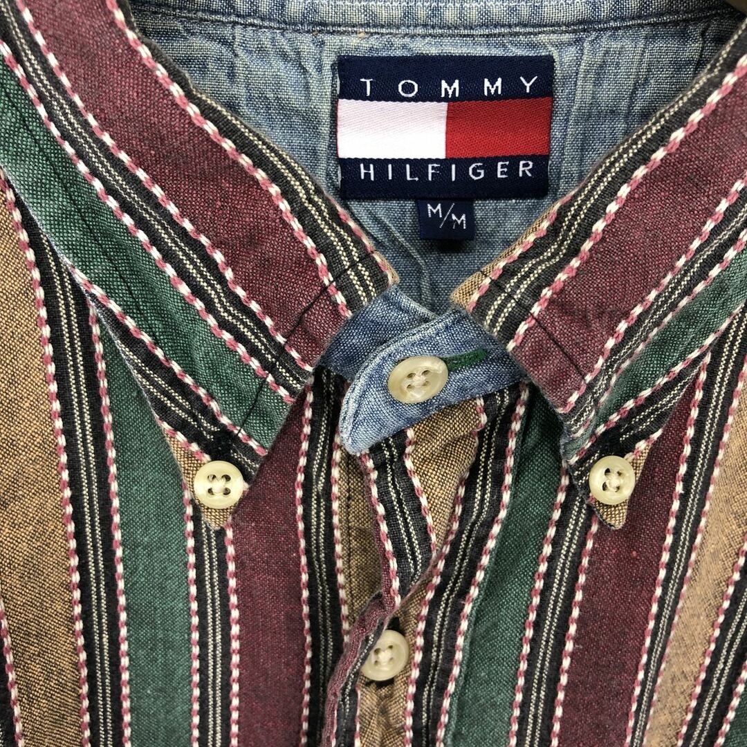 TOMMY HILFIGER(トミーヒルフィガー)の古着 90年代 トミーヒルフィガー TOMMY HILFIGER 長袖 ストライプシャツ メンズM ヴィンテージ /eaa414328 メンズのトップス(シャツ)の商品写真