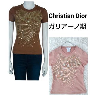 クリスチャンディオール(Christian Dior)の稀少 クリスチャンディオール ガリアーノ期 スパンコール Tシャツ ピンク(Tシャツ(半袖/袖なし))