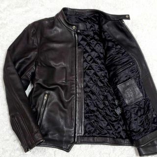 デグナー(DEGNER)の美品 2XL デグナー カウレザー ライダース ジャケット 黒 中綿キルティング(ライダースジャケット)