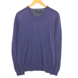 カルバンクライン(Calvin Klein)の古着 カルバンクライン Calvin klein Vネック ウールニットセーター メンズL /eaa414337(ニット/セーター)