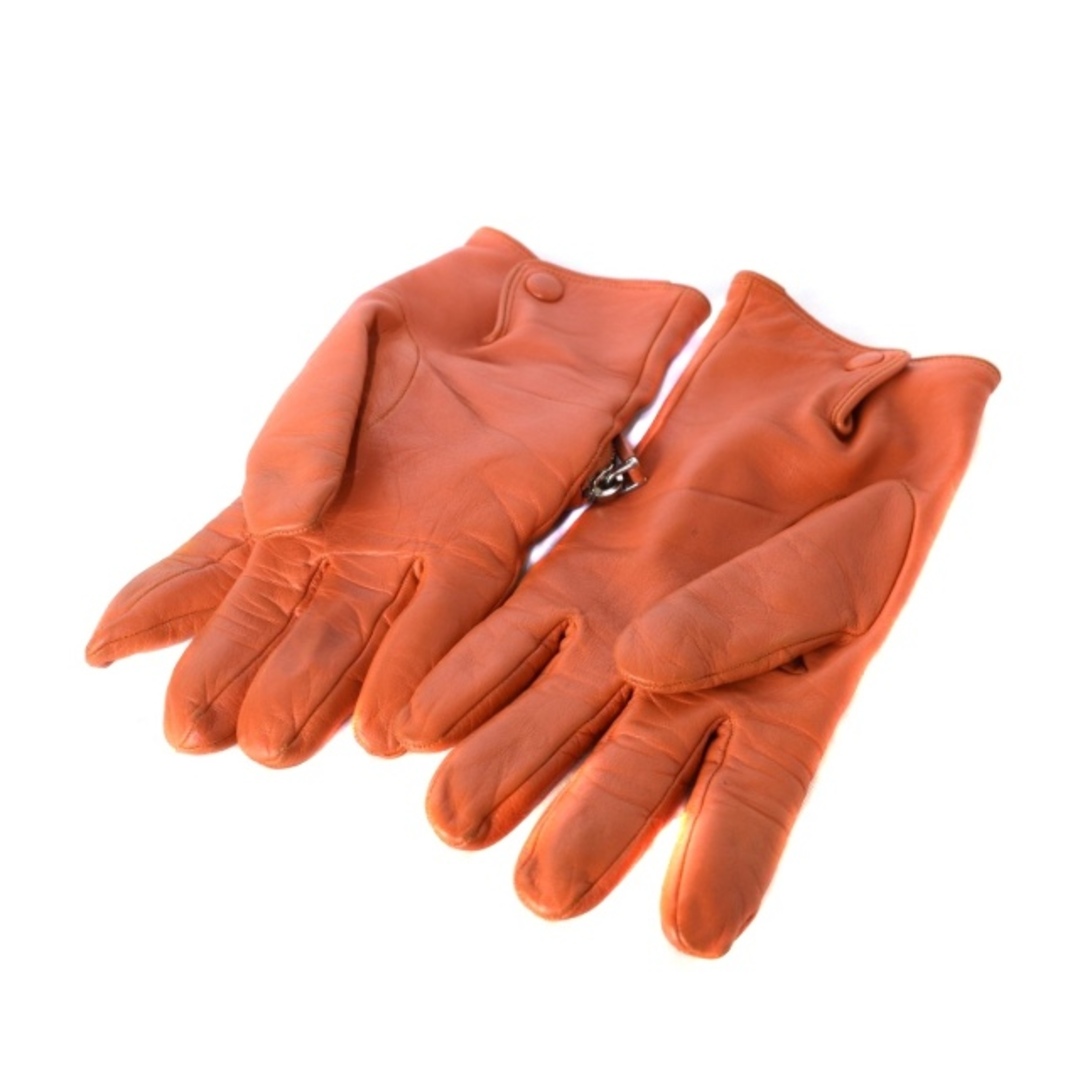 PRADA(プラダ)のプラダ トライアングルロゴポーチ レザー ナイロン グローブ 手袋 オレンジ メンズのファッション小物(手袋)の商品写真