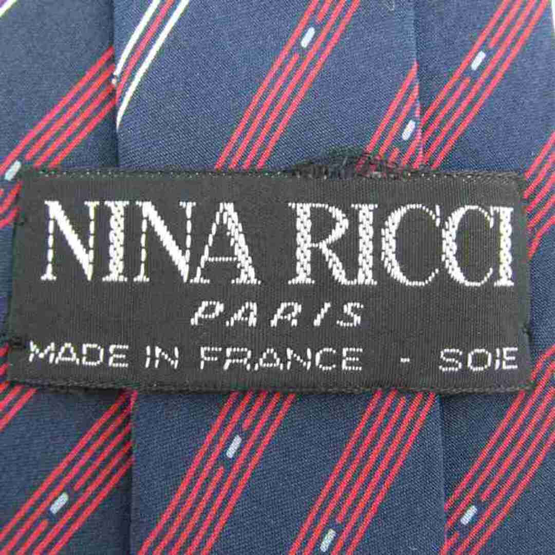 NINA RICCI(ニナリッチ)のニナリッチ ブランド ネクタイ ストライプ柄 パネル柄 シルク フランス製 メンズ ネイビー NINA RICCI メンズのファッション小物(ネクタイ)の商品写真