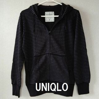 ユニクロ(UNIQLO)の★格安 UNIQLO(ユニクロ)ボーダーパーカー 黒★(パーカー)