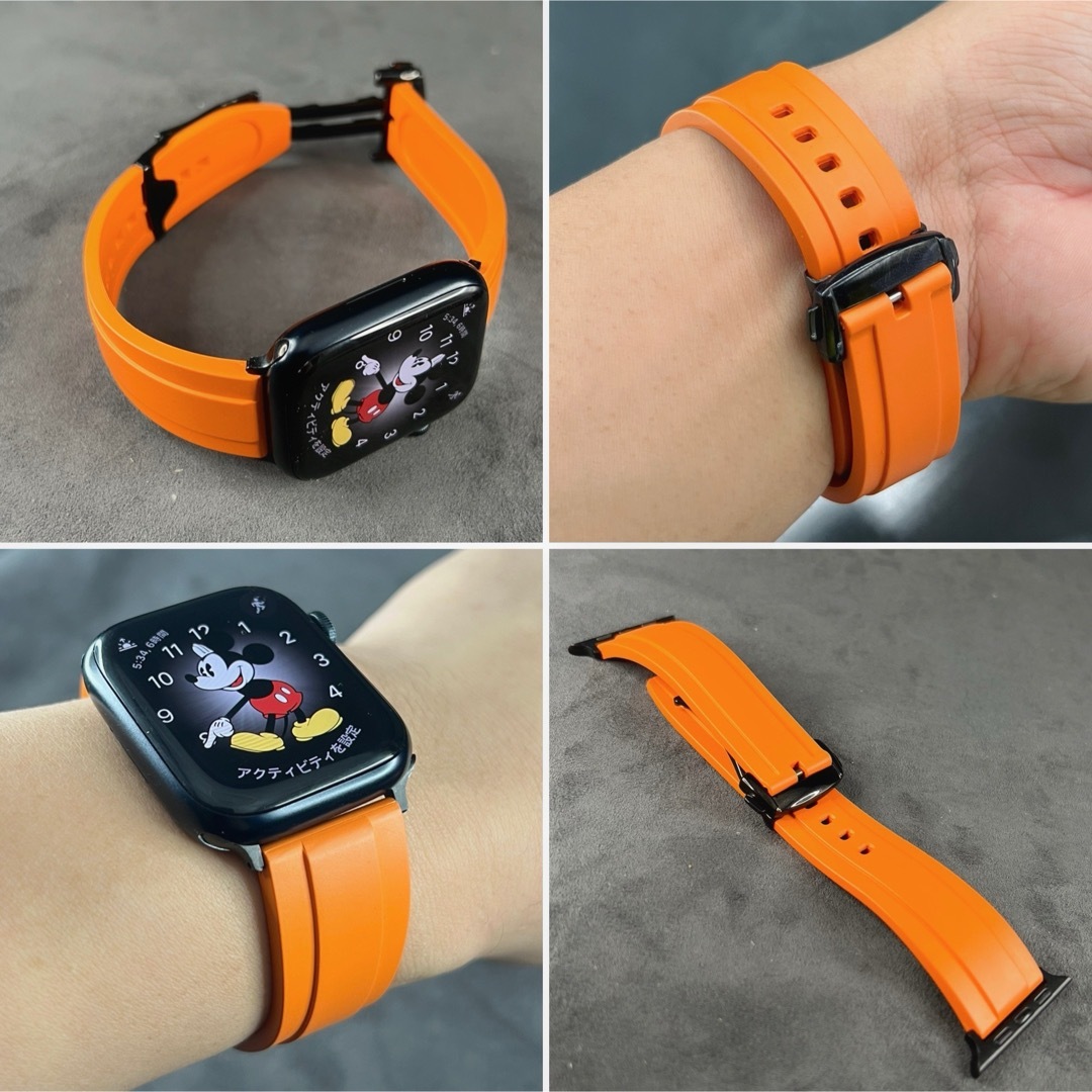 Apple Watch(アップルウォッチ)のワインディングラバーベルト　アップルウォッチ　特殊バックル付 メンズの時計(ラバーベルト)の商品写真