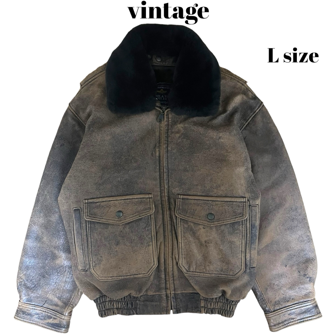 ART VINTAGE(アートヴィンテージ)の90’s vintage 羊革レザージャケット フライトジャケット 激渋 メンズのジャケット/アウター(フライトジャケット)の商品写真