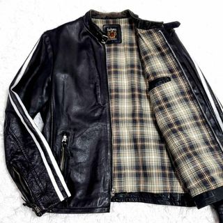 ショット(schott)のL ショット 本革 シングル ライダース ジャケット 黒 チェック Schott(レザージャケット)