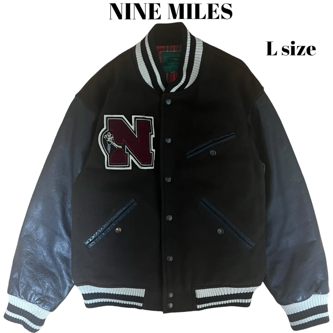 ART VINTAGE(アートヴィンテージ)の90’s NINE MILES スタジャン 牛革切り替え ボンバージャケット メンズのジャケット/アウター(スタジャン)の商品写真