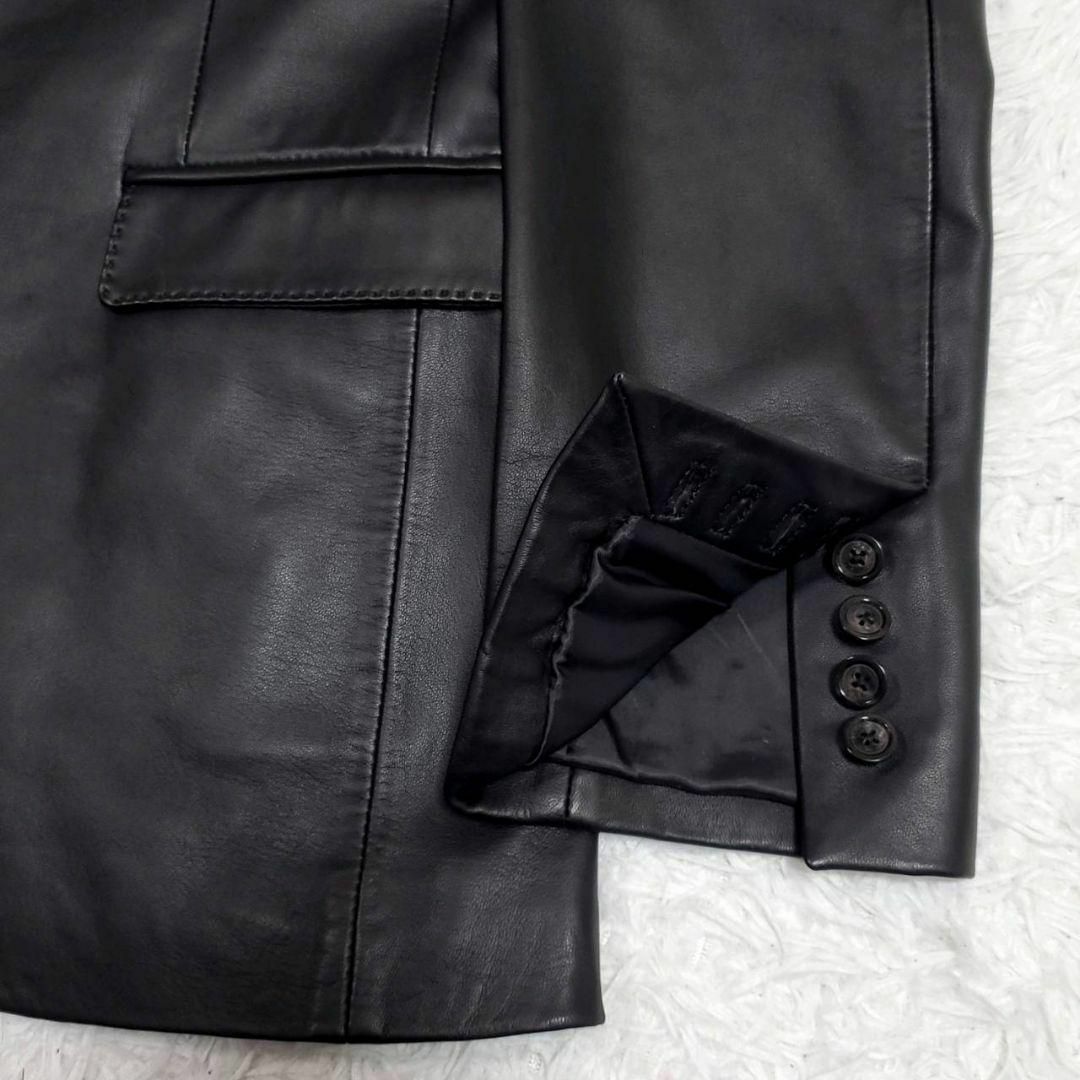 極美品 XL バーバリーブラックレーベル ラムレザー テーラード ジャケット 黒