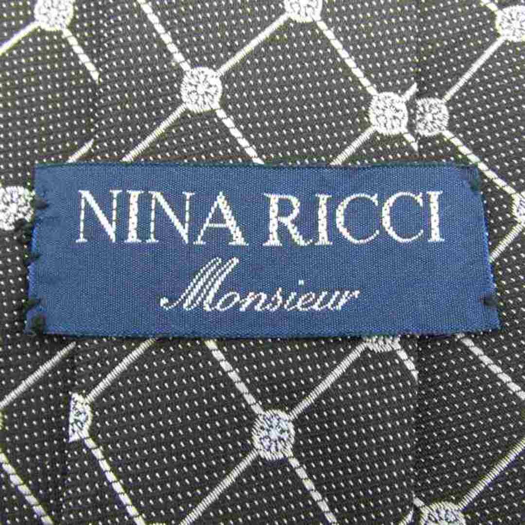 NINA RICCI(ニナリッチ)のニナリッチ ブランド ネクタイ シルク 格子柄 小紋柄 花柄 伊製生地 メンズ ブラック NINA RICCI メンズのファッション小物(ネクタイ)の商品写真