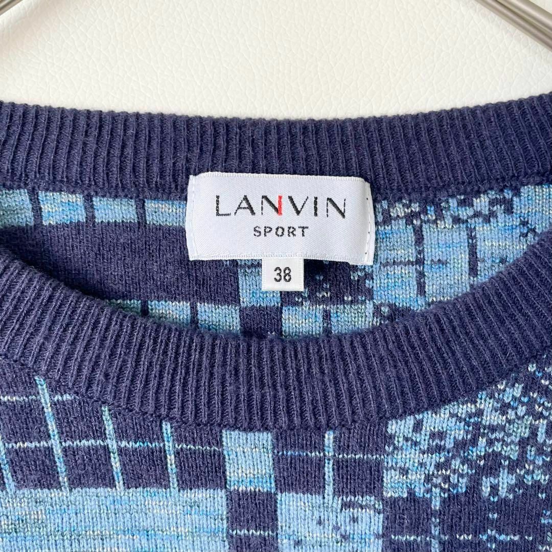 LANVIN(ランバン)のランバンオンブルー　スポール　リブ　プルオーバー　ネイビー　M　ニット スポーツ/アウトドアのゴルフ(ウエア)の商品写真