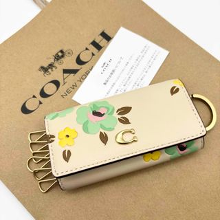 コーチ(COACH)の【COACH☆新品】 6 リング キー ケース・フローラル プリント！花柄！(キーケース)